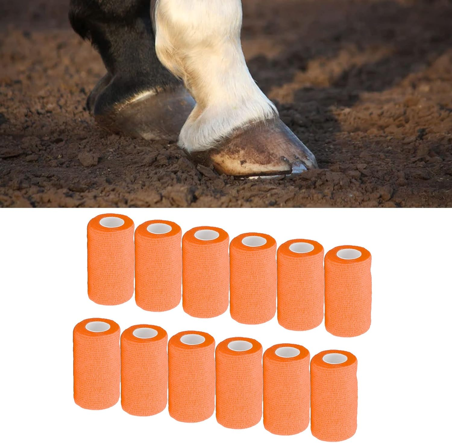 12Pcs Self Adherent Wrap Cohesive Bandages,Athletic Elastic Cohesive Bandage Wrap Latex Elastic Self Adhesive Wrap for Cows Dogs Horses 10Cm image number 4
