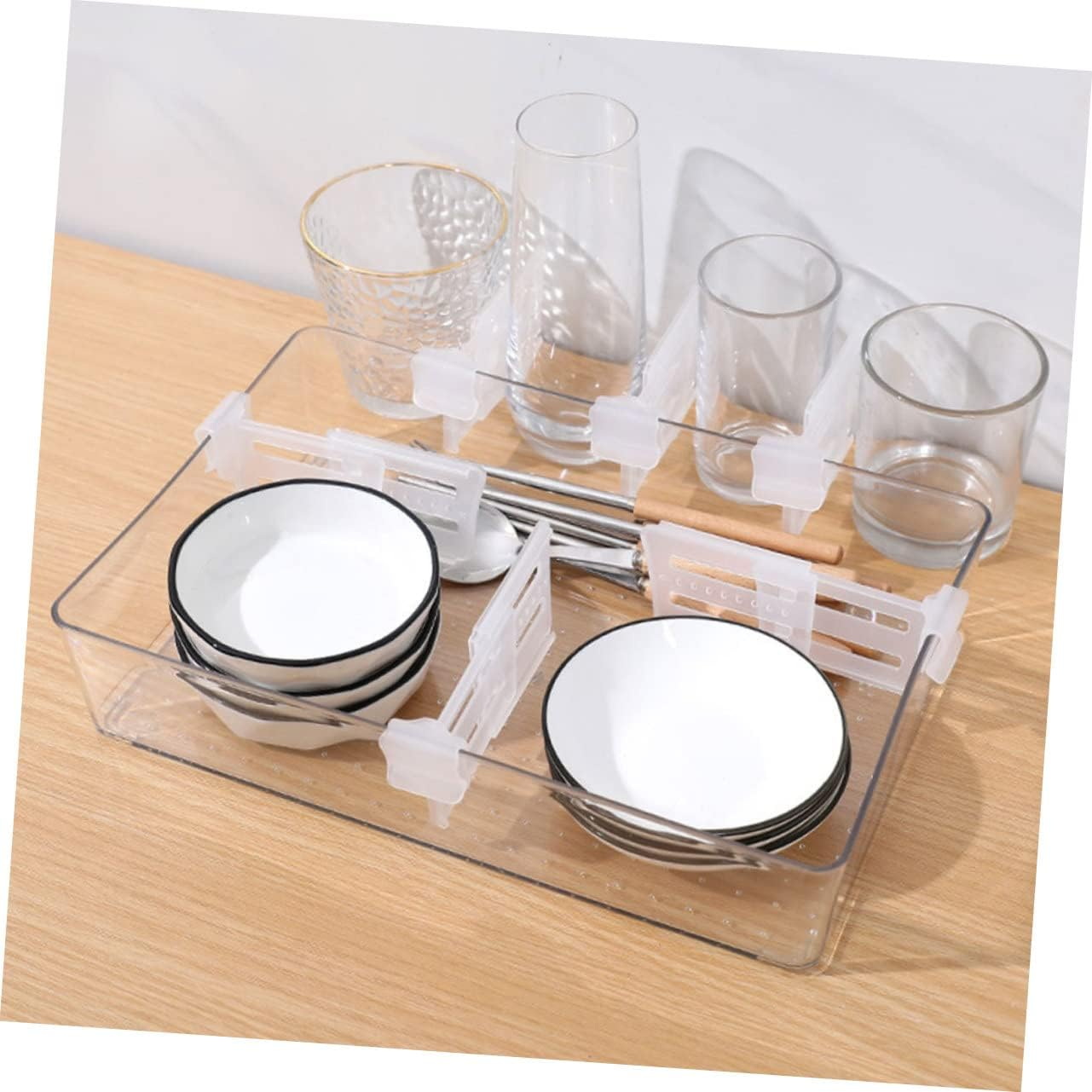 NUOBESTY 3Pcs Adjustable Fridge Side Door Partition Plastic Divider Set, Refrigerator Space Separator for Organizing Small Items, Extendable Storage Panel for Kitchen Fridge image number 2