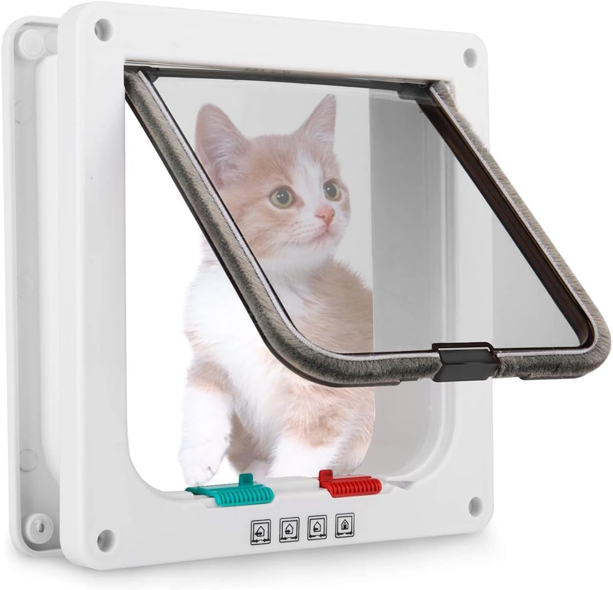 Namsan White Cat Flap Insulated for Cats 4 Locking Styles Cat Flap Silent with Magnet 19 Cm X 15 Cm (W X H)