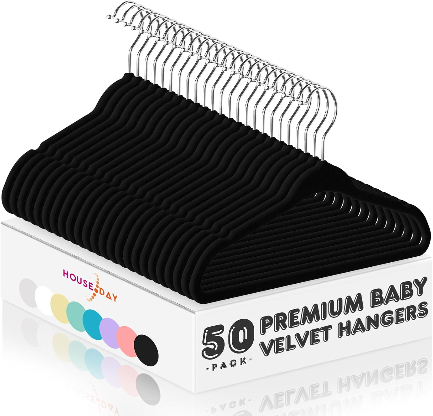 HOUSE DAY Velvet Baby Hangers 50 Pack, Premium Children'S Hangers for Baby, Infant & Toddler Clothes, Durable Non Slip Baby Felt Hangers White, 11 Inch Baby Hangers for Closet, Ideal for Everyday Use