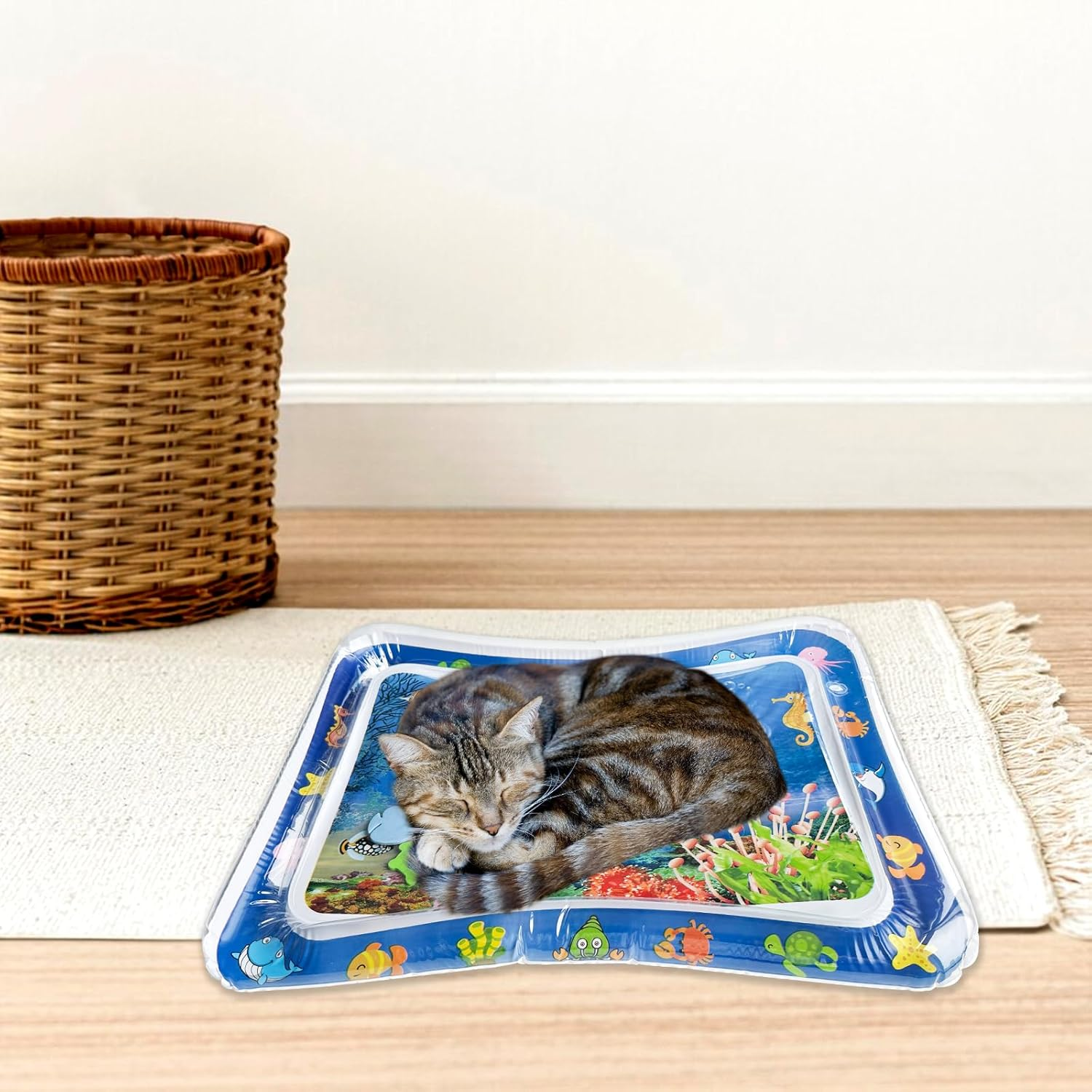 Water Sensory Play Mat Cat, Sensory Water Playmat Cats Dogs, Thickened Water Play Mat Cat, Aquarium Themes, Tummys Time Water Mat for Dogs and Pets image number 2