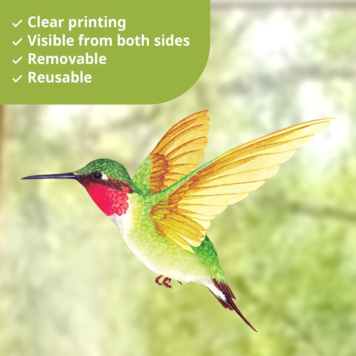 DECOWALL CDS2-9002 Hummingbirds Window Clings Stickers Peel and Stick Removable Glass Tint Film Decorations Reuseble Bird Strike Window Decals anti Collision image number 1