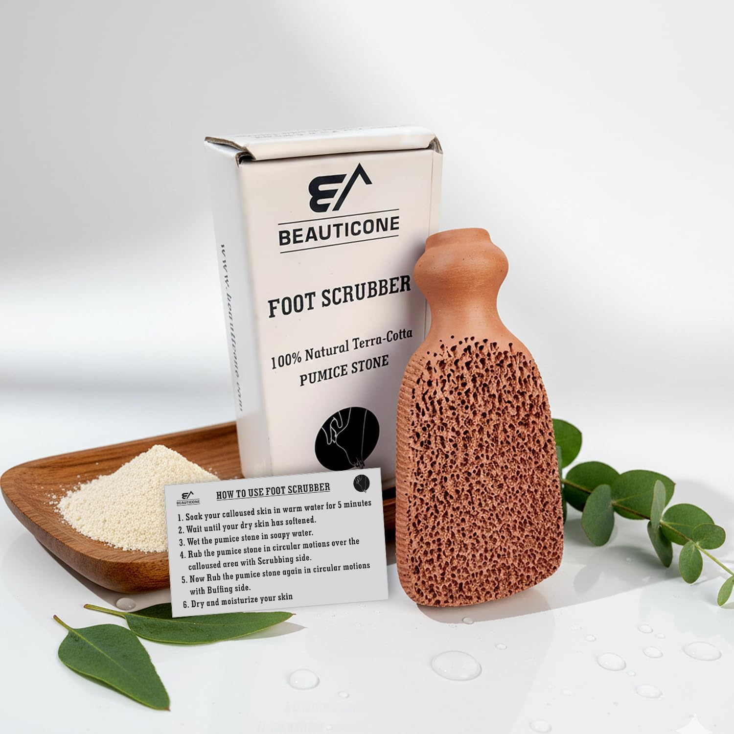 BEAUTICONE 100% Natural Terracotta Pumice Stone for Feet - Durable Callus Remover for Cracked Heels & Dead Skin - Dual Sided Foot Scrubber Pedicure Tool for Foot Care, Foot Exfoliator 5+ Years image number 5