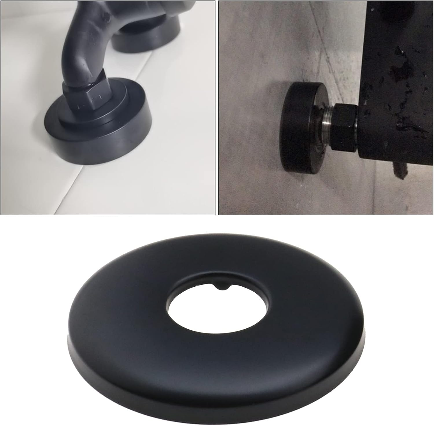 SING F LTD 2 Pieces Radiator Pipe Cover Set in Black Stainless Steel with Double Sided Baking Varnish Covers Pipe Collars Pipe Covers for Faucets Showers Angle Valves image number 2