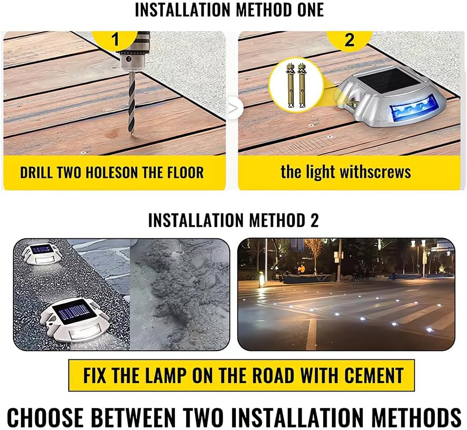 Solar Driveway Lights,12Leds Outdoor Road Step Dock Light,Wireless Deck Lights for Path Garden Walkway,Sidewalk,Steps,Yard,Safety Marker(Blue and Green) (Blue, 2 Pack)