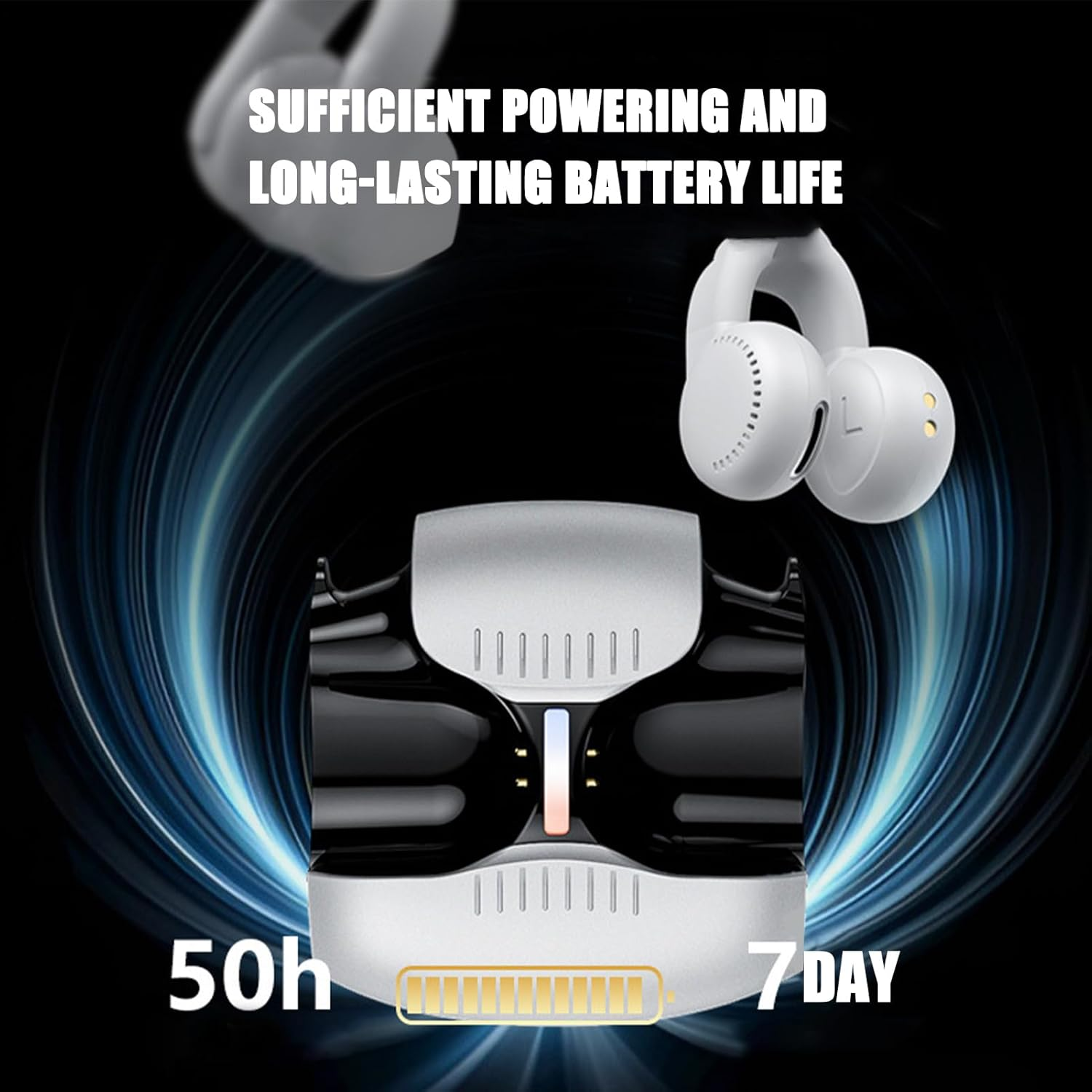 Yorajuy Clip Ear Buds - Wireless Ear Clips Headphones - Lightweight Noise Reduction Earphones Comfortable for Sports Workouts Workplace Shower Sleeping Game Outdoor image number 5