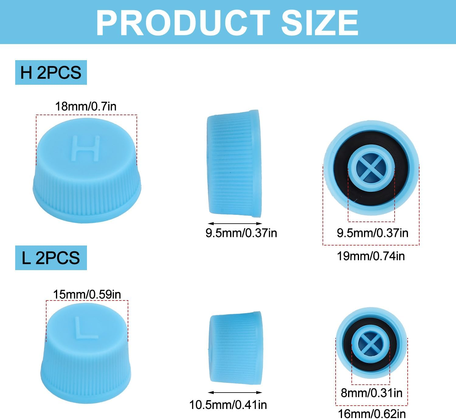 4Pcs Replacement Valve Cap for Car Air Conditioning, Leakproof R134A AC High & Low Pressure Port Caps Vehicle Air Conditioning Seal Accessories