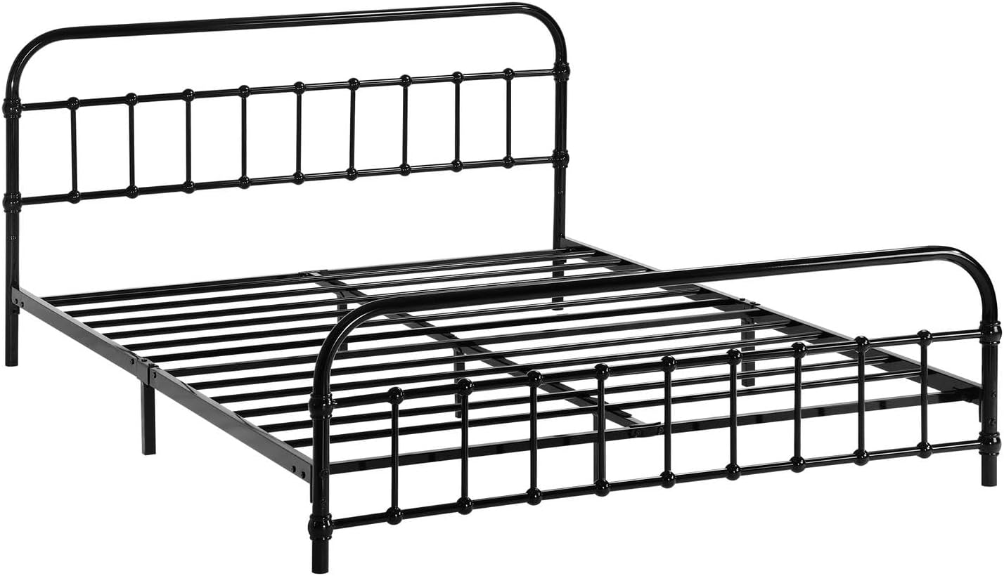 Oikiture Double Bed Frame Metal Bed with Extra Storage Space Home Bedroom Bed Base Plaform image number 2
