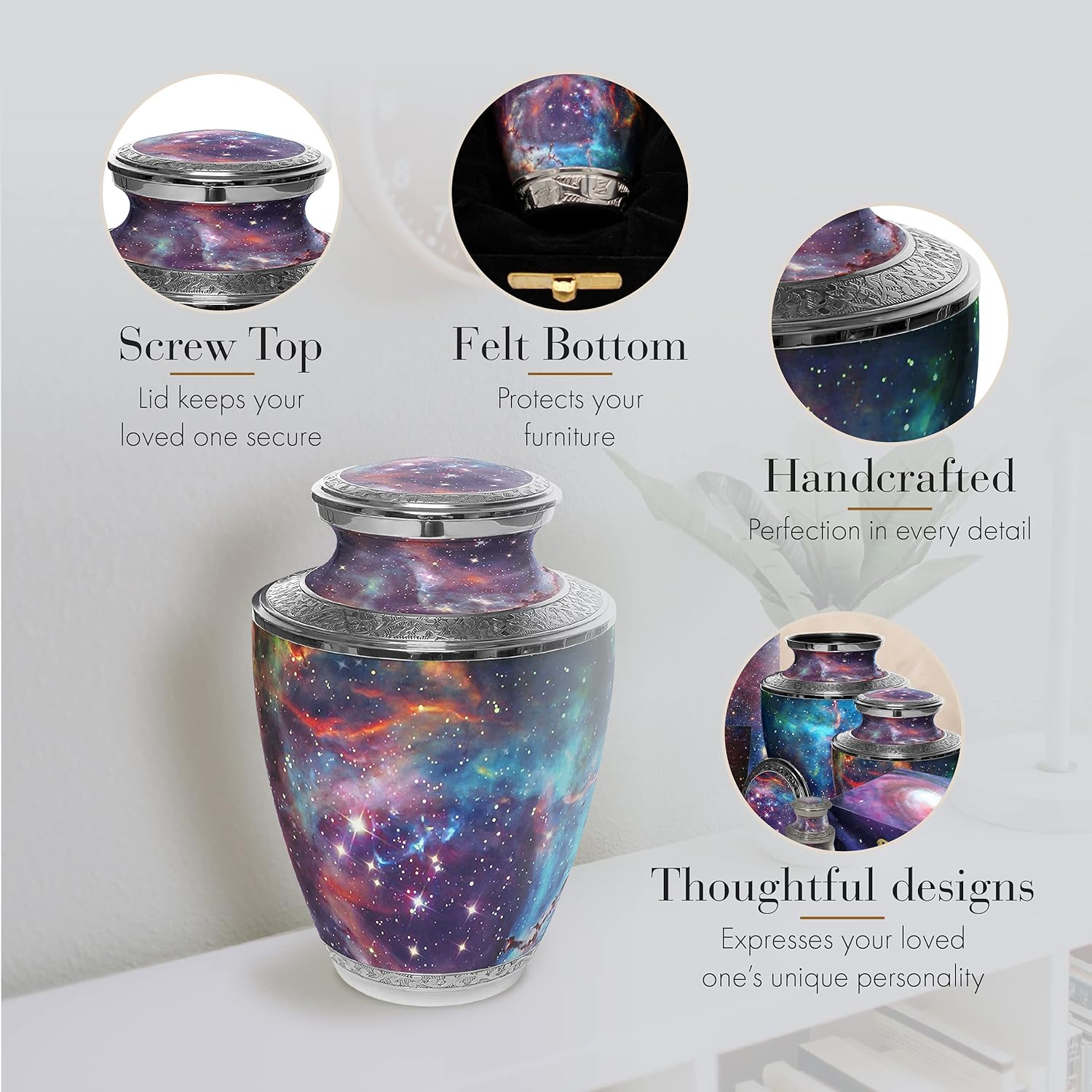 Cosmic Galaxy Cremation Urn for Human Ashes - Funeral, Burial or Home. Decorative Urns XL Large & Small image number 7