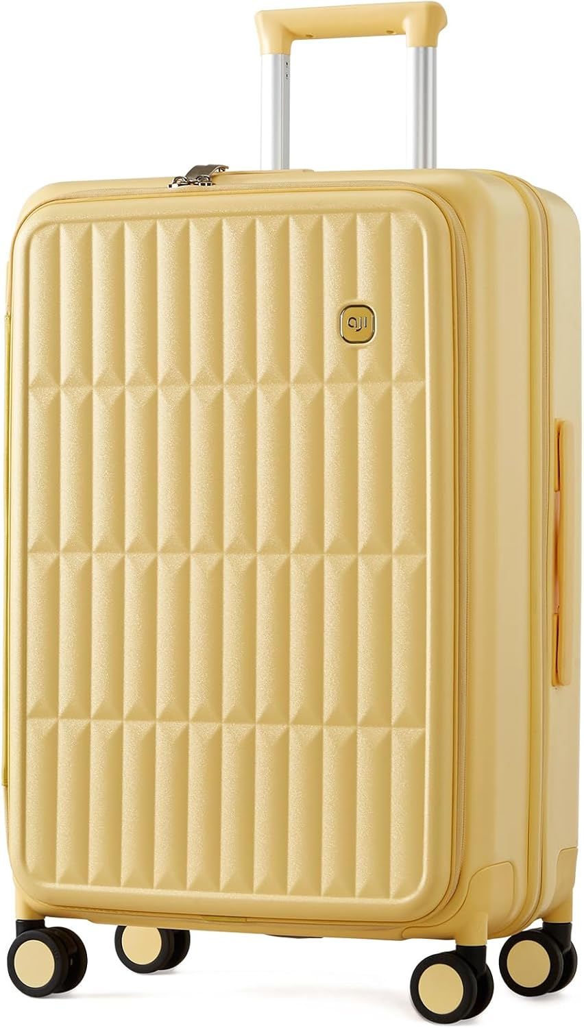 Carry on Luggage Suitcases with Wheels: Checked 26 Inch Luggage with 8 Spinner Wheels, Expandable Large Suitcase with 100% PC Hard Shell Travel Luggage Suitcases (Cheese Yellow) image number 7