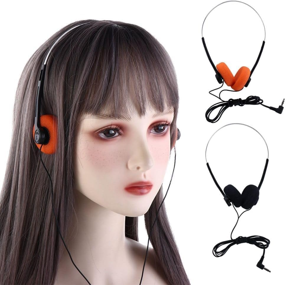 Orange Retro on Ear Headphones, Wired Stereo Headphones, Walkman Headphone, Lightweight Portable Headphone with Adjustable Headband,Over-Ear Headphones,Open-Ear Headphones,Headphones and Earbuds image number 6