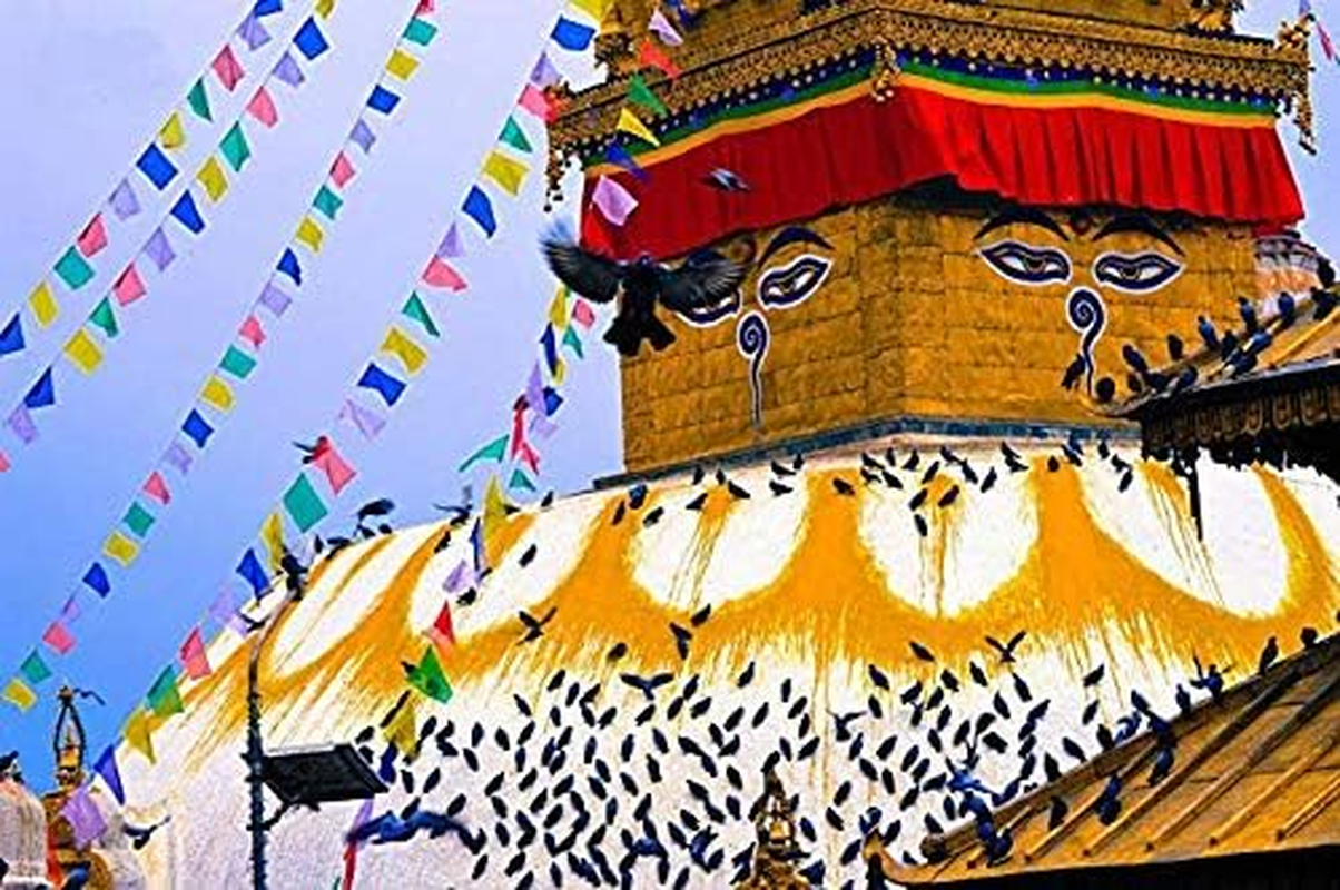 KRISMYA Tibetan Tranquil Prayer Flags-Pack of 100 (10In X 9In) Indoor Outdoor Satin Affirmation Windhorse Prayer Flags image number 1