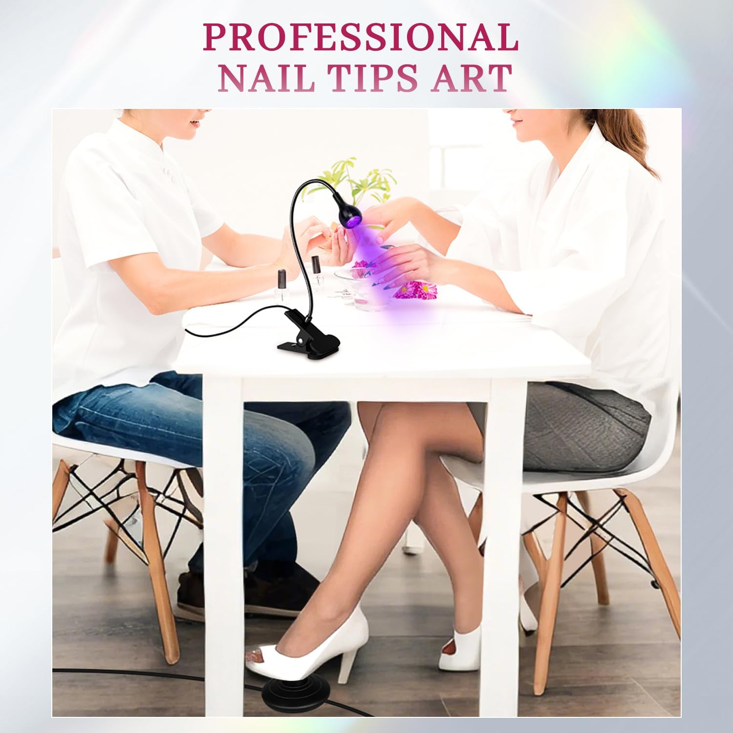 Krofaue UV LED Nail Lamp - Quick Dryer Curing Light Foot Control Gooseneck UV Nail Dryers with Gooseneck and Clamp Manicure Salon DIY at Home Beauty Black image number 1