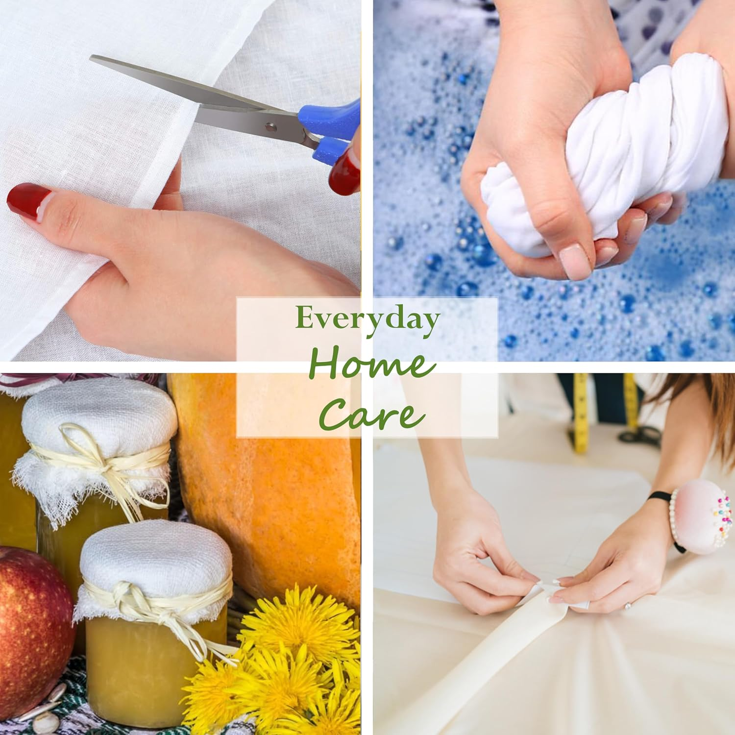 Fashion Track Cheesecloth for Straining, Grade 90 Muslin Cloth for Cooking, 100% Unbleached Cotton Fine Mesh Strainer for Jam Making, Nut Milk, Butter & Steaming - Reusable & Hemmed (50X50Cm - 2 Pcs) image number 1