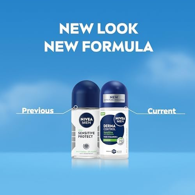 NIVEA MEN Derma Control Sensitive Roll-On Deodorant 50Ml | with Pure Hyaluron & Vitamin E | 72-Hour Anti-Perspirant for Men | Skin Soothing Formula image number 3