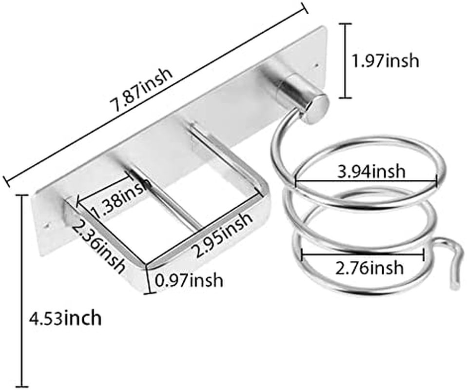 2 in 1 Hair Dryer Holder Rack,Fyjidy Wall Mounted Haircare Styling Tool Storage Box for Hair Dryer,Curling Wand,Hair Straightener (Silver) image number 1