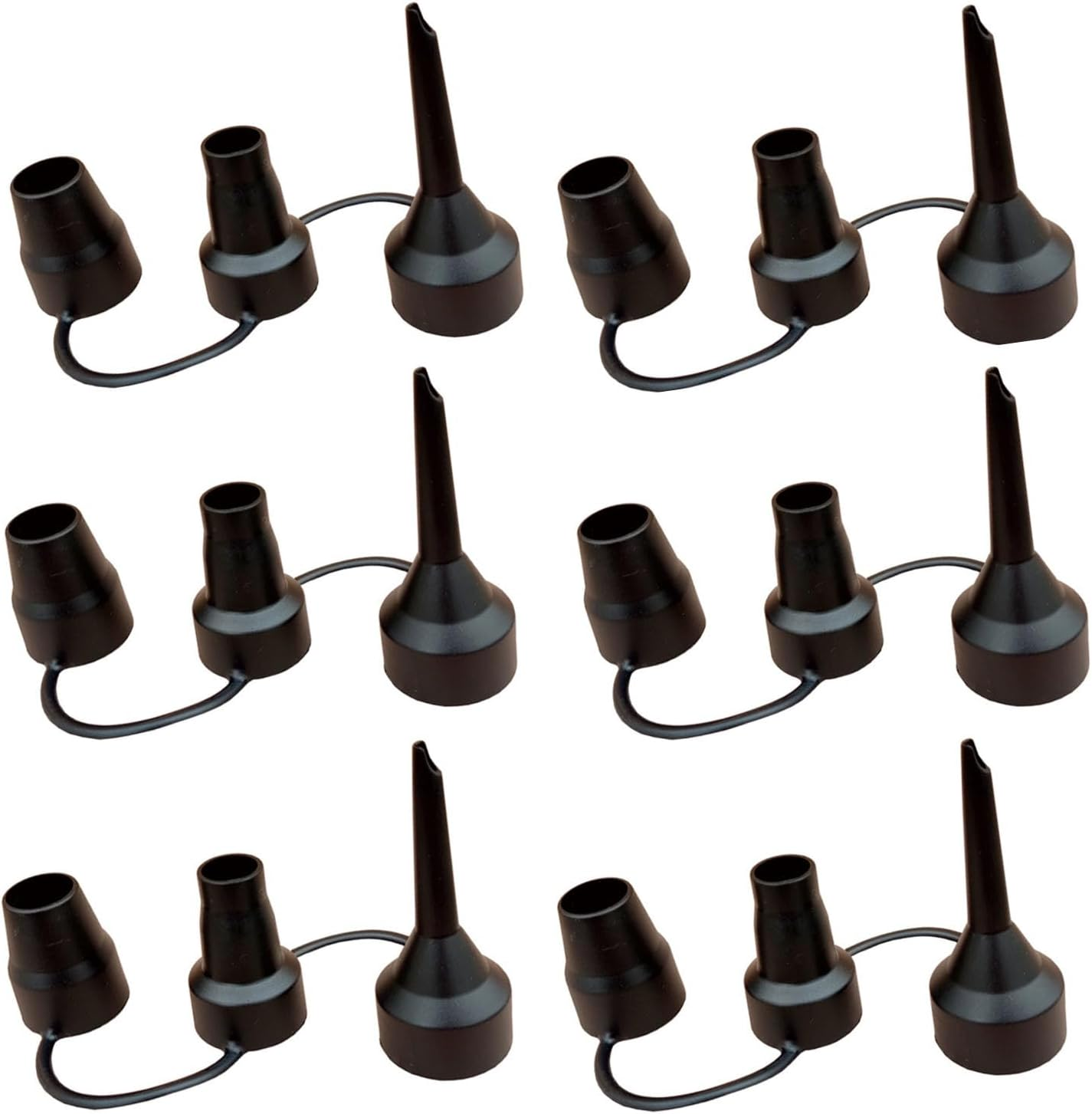 6 Black Electric Air Pump Nozzles - Multifunctional Mattress Air Pumps, Vacuum Compression Bag Pump Nozzles, Portable Air Extraction Tools, Suitable for Home and Travel Use