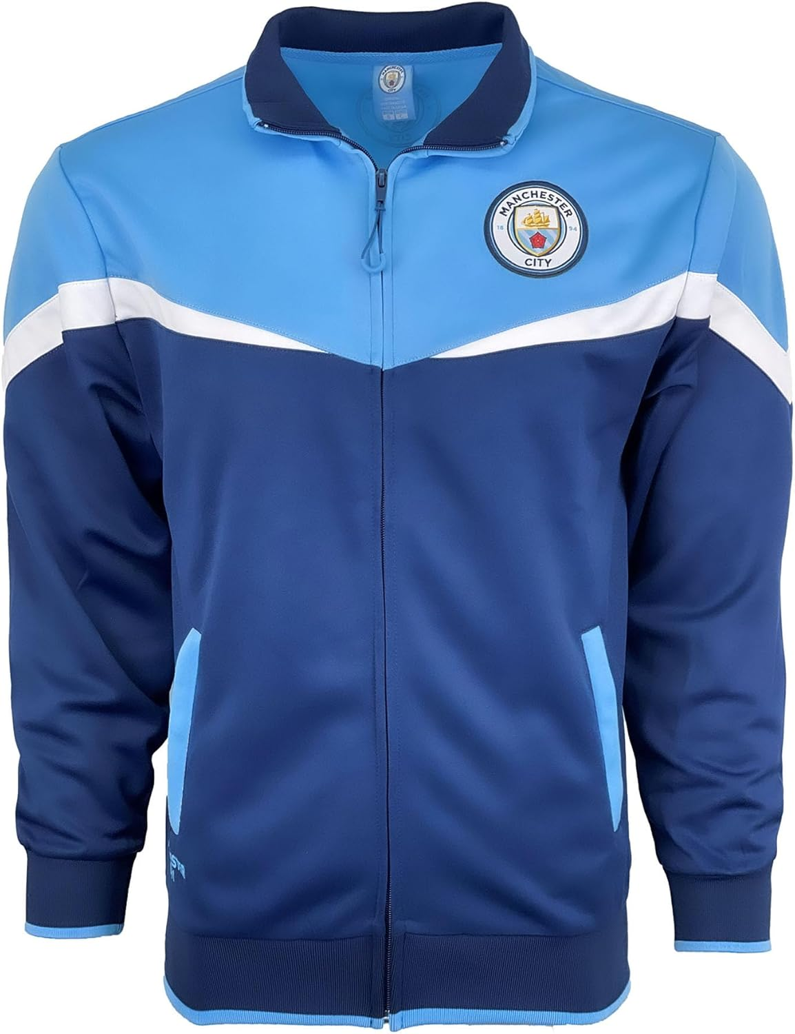 Boy'S Manchester City Jacket with Zipper Pockets, Licensed M. City Performance Track Jacket for Kids image number 2