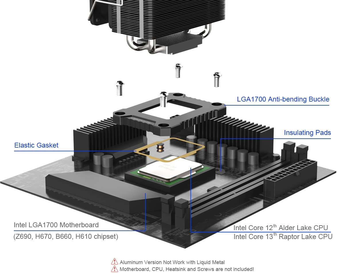 Elecgear Intel CPU Anti-Bending Contact Frame for 13Th and 12Th, Aluminum Mod ILM for Intel LGA1700/LGA1800 Socket, Replacement CPU Retrofit Mount Kit Fixing Buckle and Thermal Paste image number 1