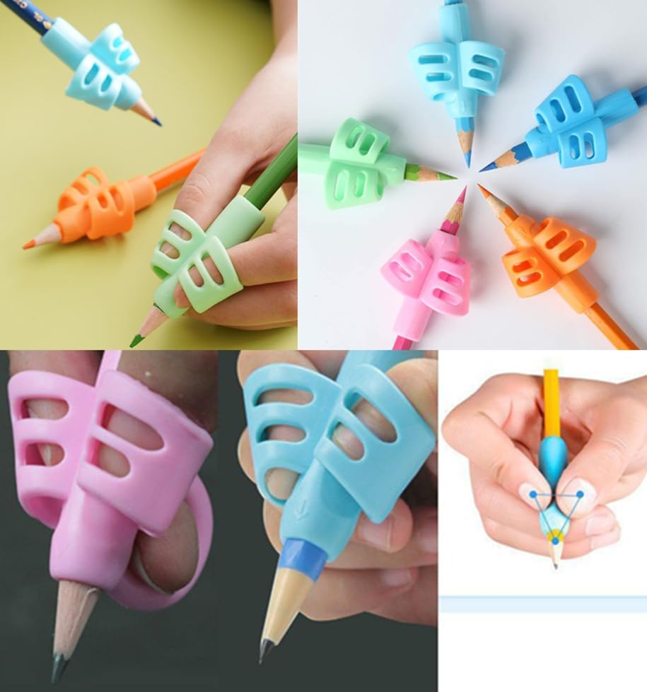 CAASFOOY Pencil Grip Set,Pencil Grips for Kids Handwriting, Pencil Grips, Children Writing Aid Pencil Gripper Trainer, 6 Pack, 4 Colors image number 4