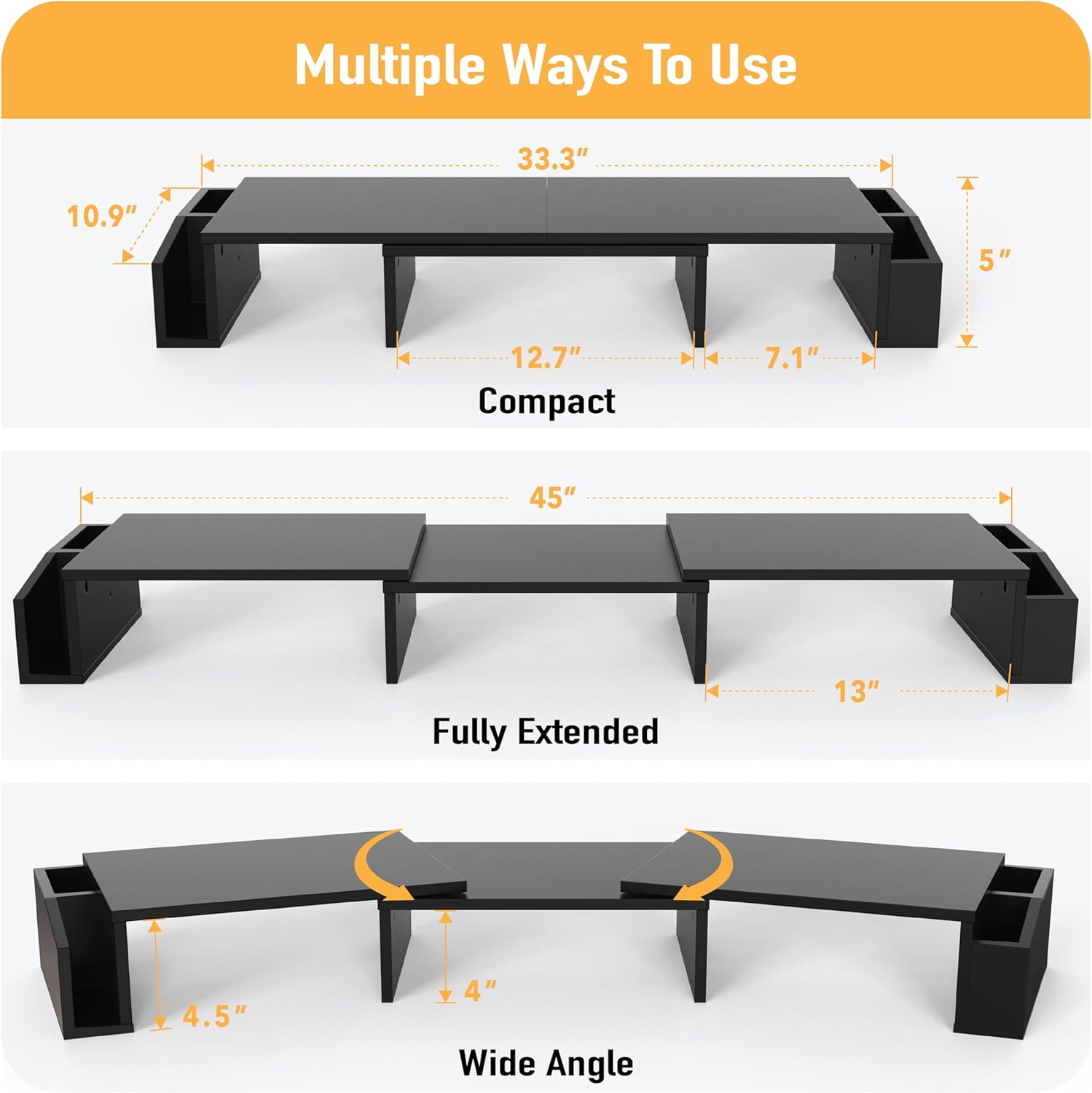 Simple Houseware Dual Monitor Stand Riser with Drawer, Black image number 4