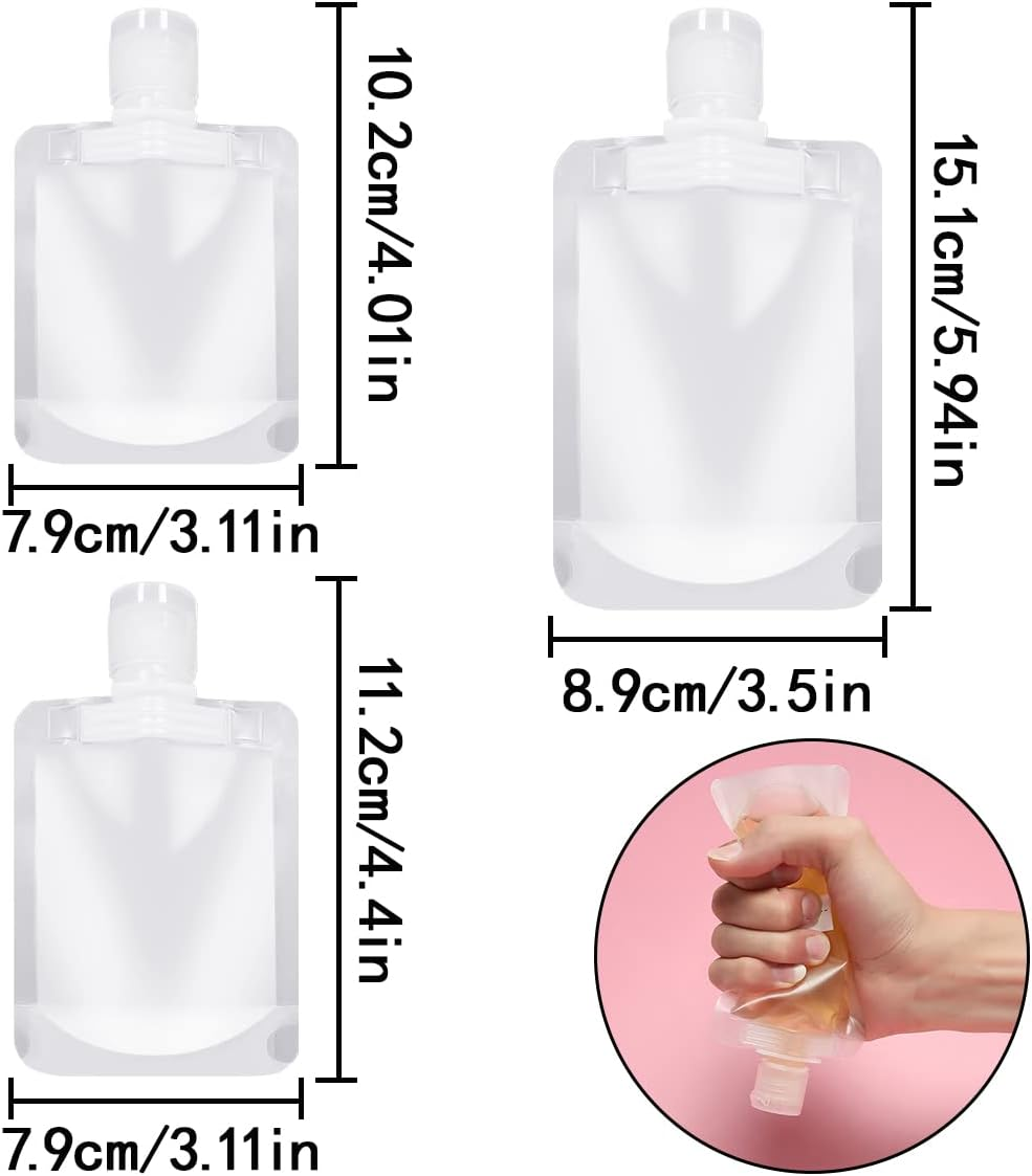 HAIKING Travel Bottles Cosmetic Packaging Bags, 9 Pcs Refillable Travel Pouches for Shampoo, Lotion, Toner (3 Sizes) image number 1