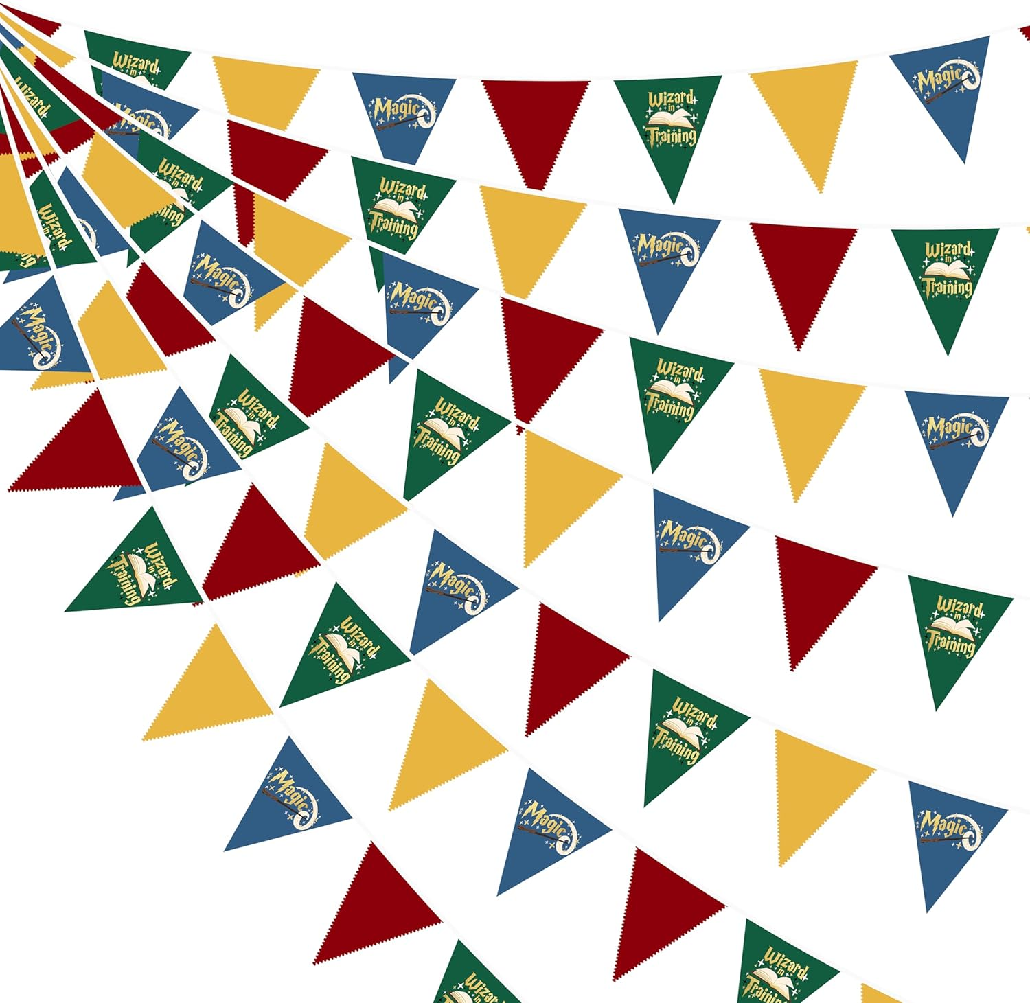 32Ft Red Blue Yellow Party Decorations Carnival Circus Clown Triangle Flag Pennant Bunting Banner Fabric Garland for Kids Birthday Baby Shower Wedding Outdoor Garden Festivals Hanging Decorations