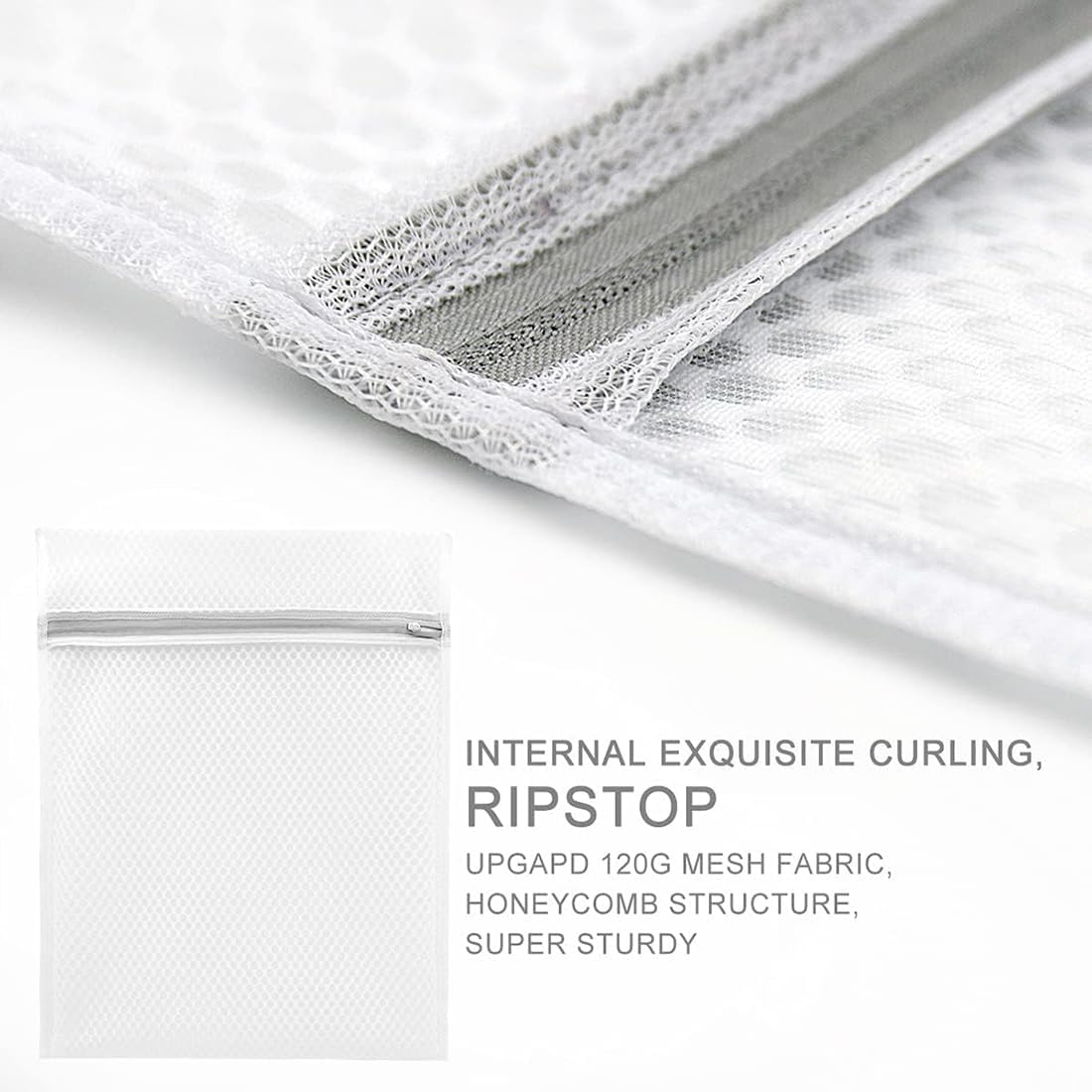 3Pcs Honeycomb Mesh Laundry Bags, Zipper Net Mesh Wash Bag, Travel Laundry Bag Delicates Bag, Durable Washing Bag for Delicates Lingerie Sweater Undergarment (12 X 16 Inches) image number 6