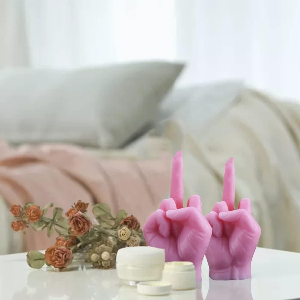 Homiliky Hand Gesture Shaped Silicone Candle Mold 3D Middle Finger Resin Casting Mould for DIY Soap Candles Handmade Gift Craft Ornaments Home Decoration (Middle Finger) image number 1
