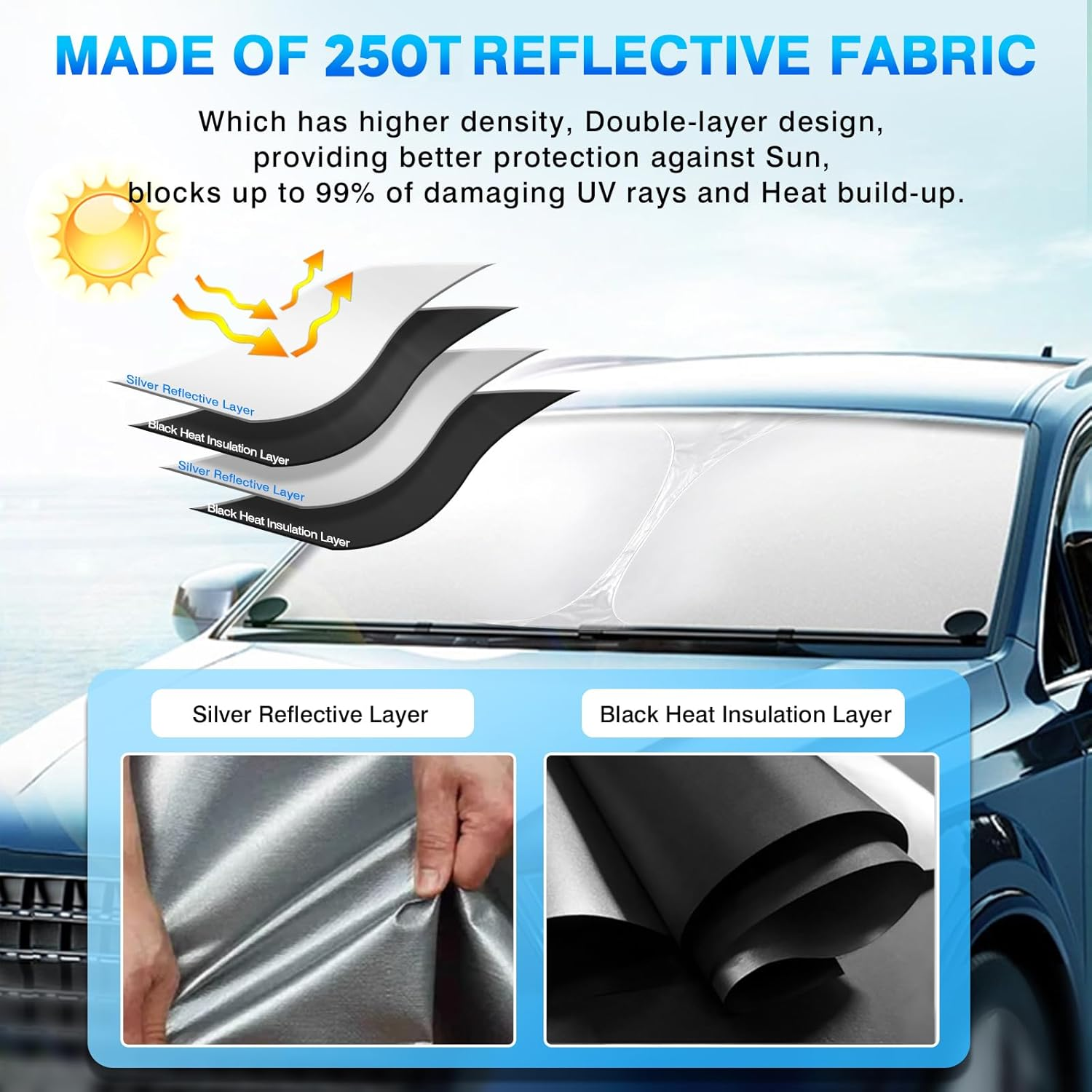 KUST Windshield Sun Shade for Toyota CHR 2018-2023 CH-R Window Cover Sun Visor Foldable Sunscreen Blocks UV Rays Keep Your Car Cooler