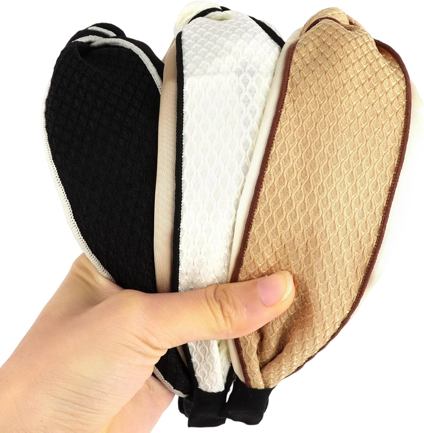 Bumlofa 3 Piece Textured Knot Headbands Women'S Set Headband Wide with Texture Matching Hair Accessories