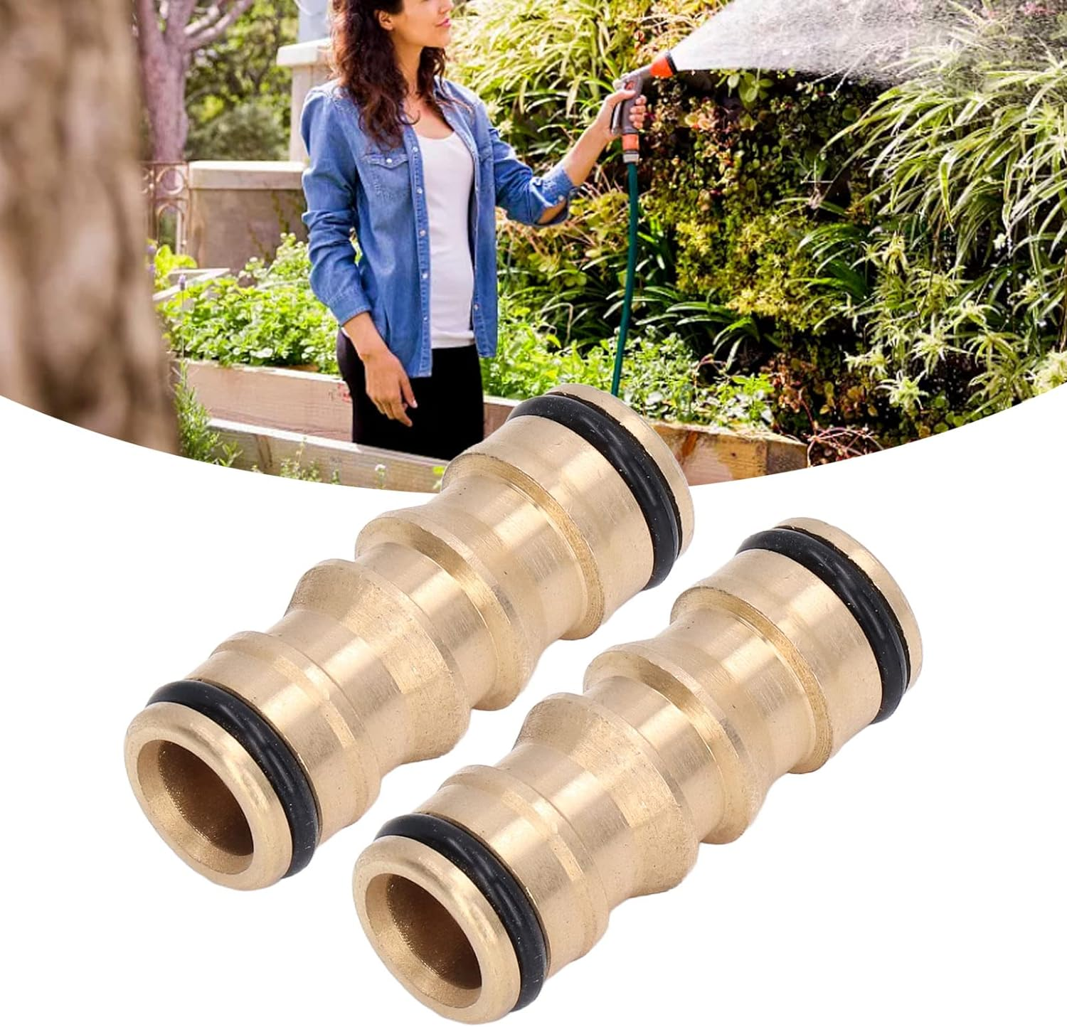 2Pcs Brass Pipe Fitting Male to Male Quick Connect Hose Joint Connector 1/2In with Secure Leak Proof Design for Car Washing Water Pipe Connection image number 3