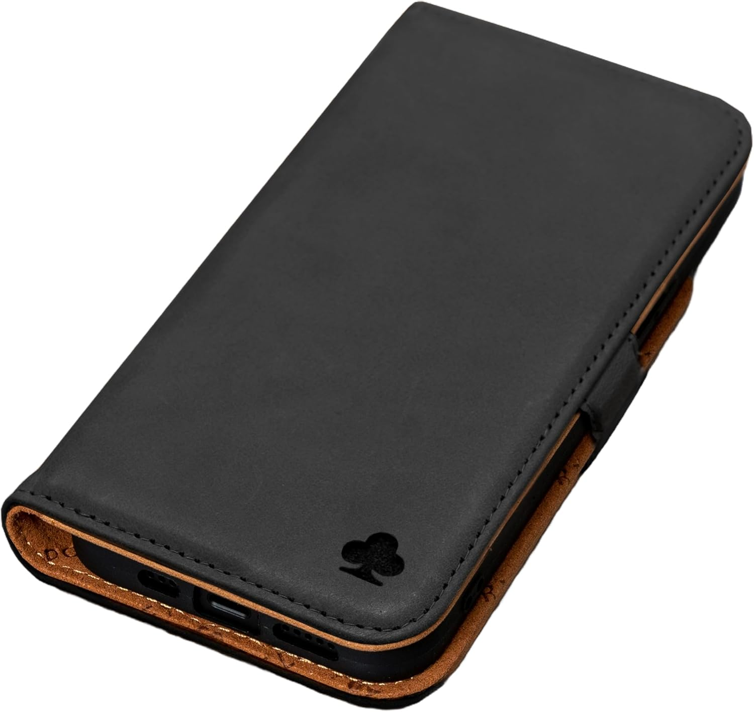 Porter Riley - Leather Case for Iphone SE 2022/20 and Iphone 8 / Iphone 7. Premium Genuine Leather Stand/Cover/Wallet/Flip Case with Card Slots & Horizontal Stand (Black/Tan)
