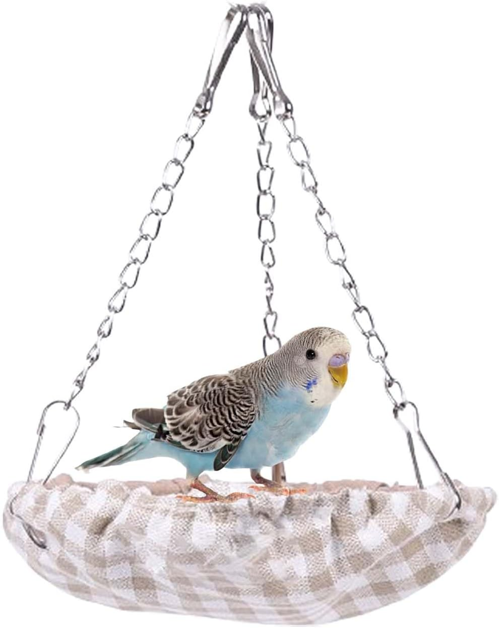SUSOO Hanging Bird Bed with Waterproof Bite-Resistant Cotton-Linen, Skin Friendly Birds Nest Hammock Swing for Cage Accessories, Snuggle Bed House for Parrot, Conures, Parakeet, Budgies (Green)
