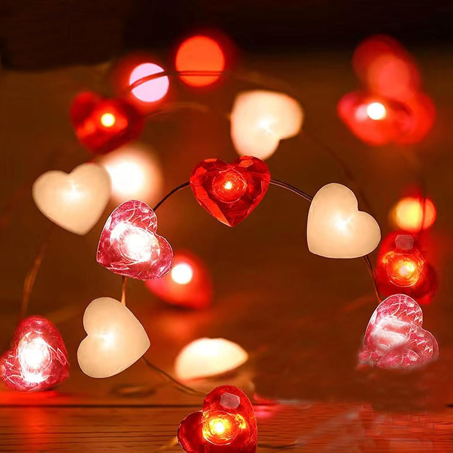 Homiliky 3 Colors Love Heart String Lights - 2M 20 Leds Battery Powered for Valentine'S Day, Wedding, Mother'S Day, Anniversary Indoor Decorative [Energy Class A] image number 2