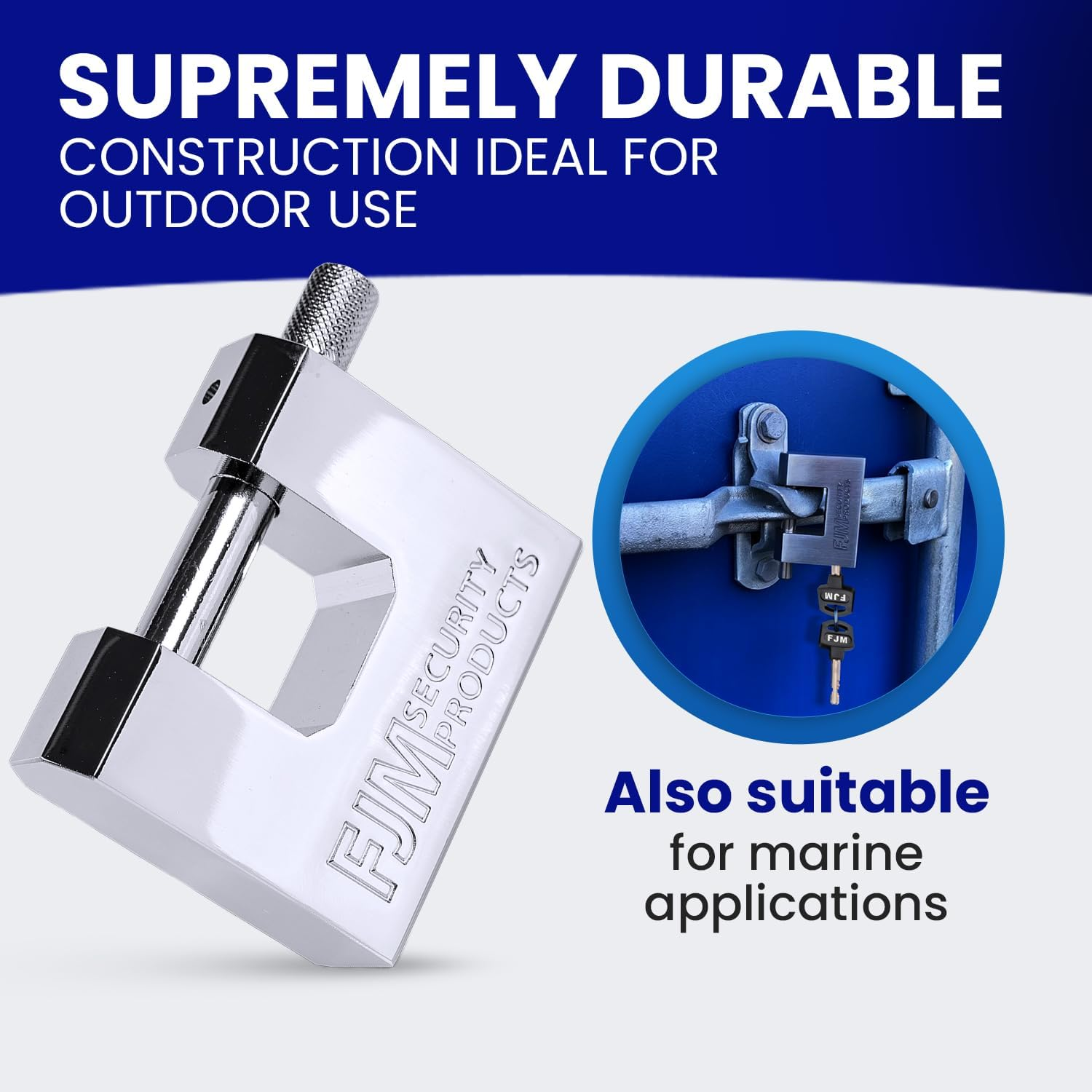 FJM Security Products FJM SPSA60-KD SPSA60-CR Triple Chrome Plated D-Shaped Security Padlock, 2-3/8 image number 4