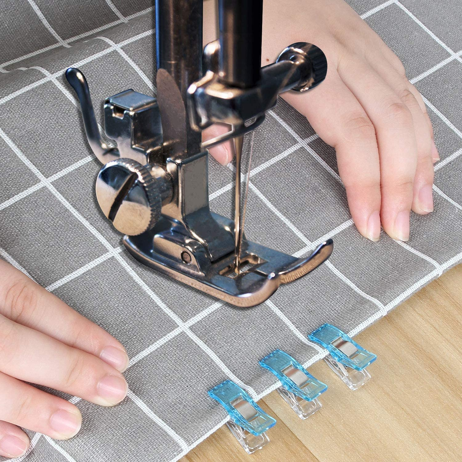 200 PCS Sewing Clips, Multipurpose Quilting Clips Plastic Fabric Clips for Sewing and Quilting, Crochet, Paper, Food Storage, Cables (Clear Blue) image number 3