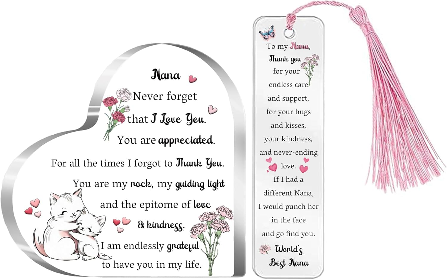 Dad Gifts Daddy Present Father'S Day Gift 2PC Set Acrylic Heart Plaques Bookmark Women Gift Papa Desk Signs Christmas Birthday for Him Thanksgiving New Year Page Markers Reading Accessory image number 2