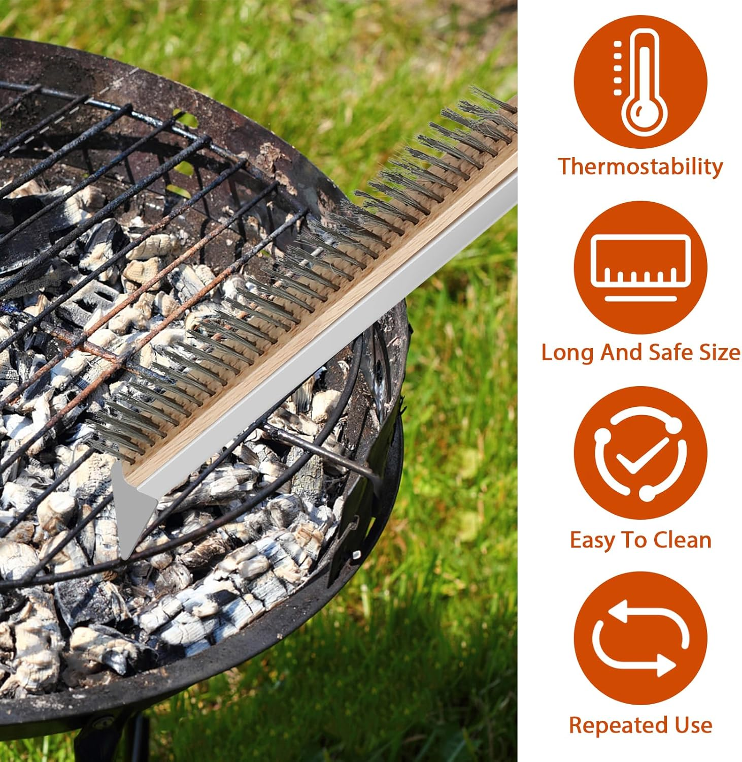 Pizza Oven Brush with Long Handle 21 Inch Pizza Stone Scraper Reusable Pizza Oven Cleaning Brush Pizza Oven Cleaning Tool for Home Kitchen