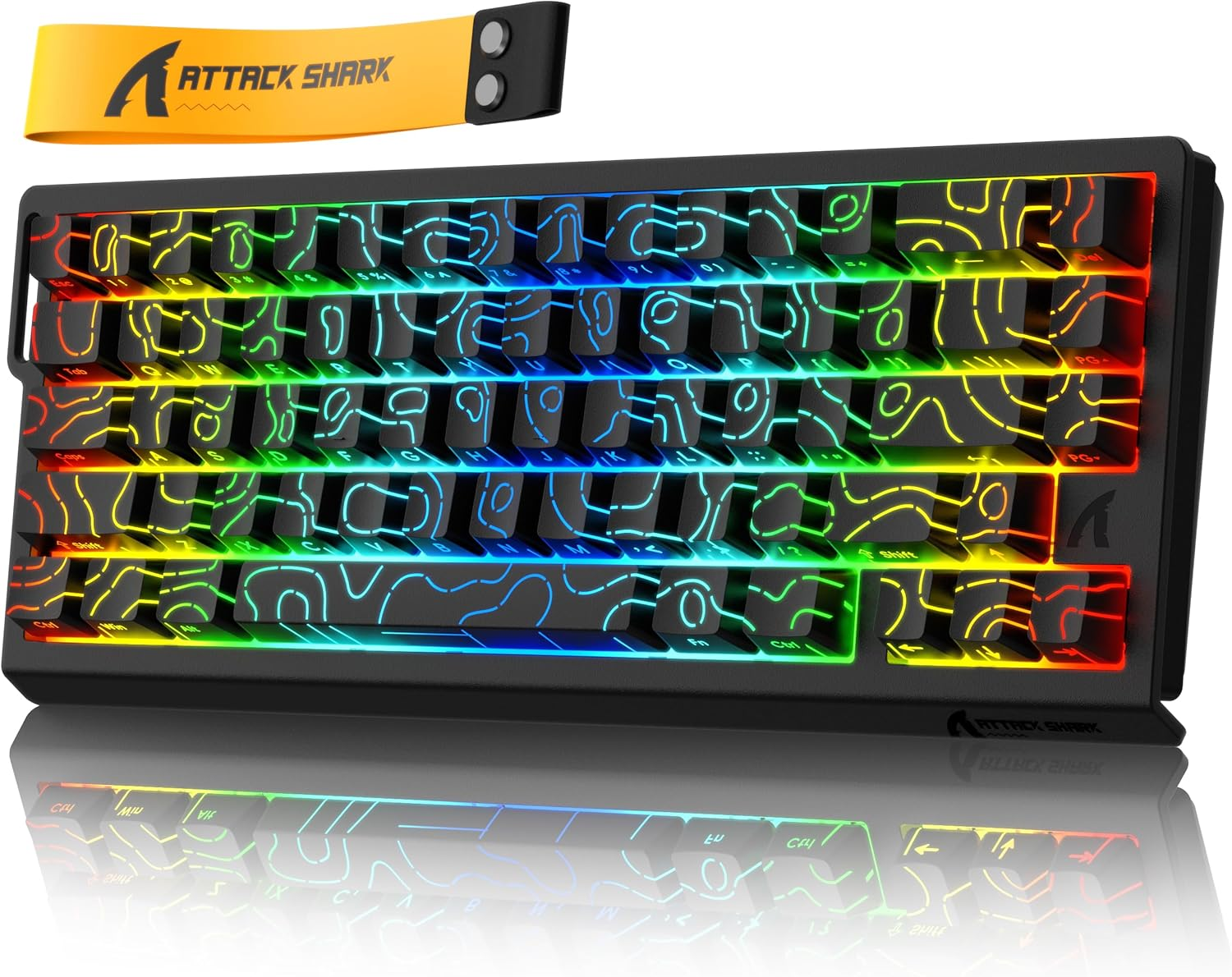 Attack Shark X68 HE 8000Hz Rapid Trigger Keyboard, 0.01Mm RT Accuracy Wired Gaming Keyboard with Magnetic Switch, Adjustable Actuation, Rapid Trigger, Snap Tap, RGB Lighting for Pc/Mac, Moonlight