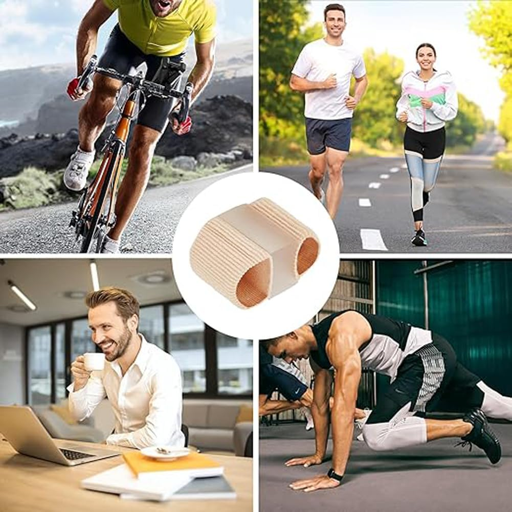 Gel Toe Separator, Tube Bandages, 2 Pcs Silicone Toe Stretcher, Hallux Valgus Correction, Gel Big Toe Spacer with 2 Loops, Double Hole Toe Orthosis for Bunion Pain and Overlapping Toes, Women and Men image number 2