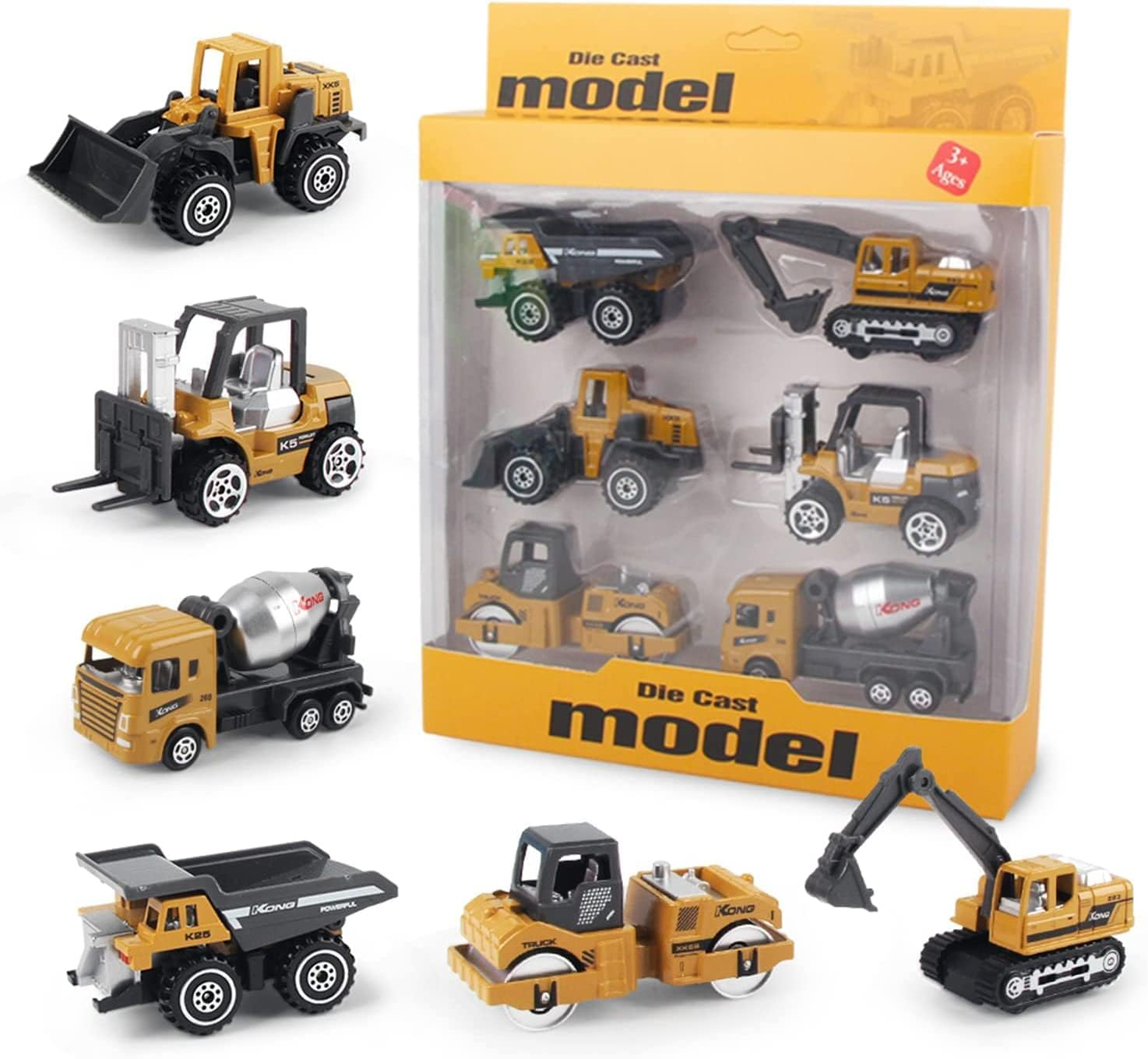 Coolplay Construction Vehicle Set, Toy Cars Toy Trucks Construction Dumper Truck, Bulldozers, Forklift, Tank Truck, Excavator Construction Car for Kids Boy Truck Set image number 2