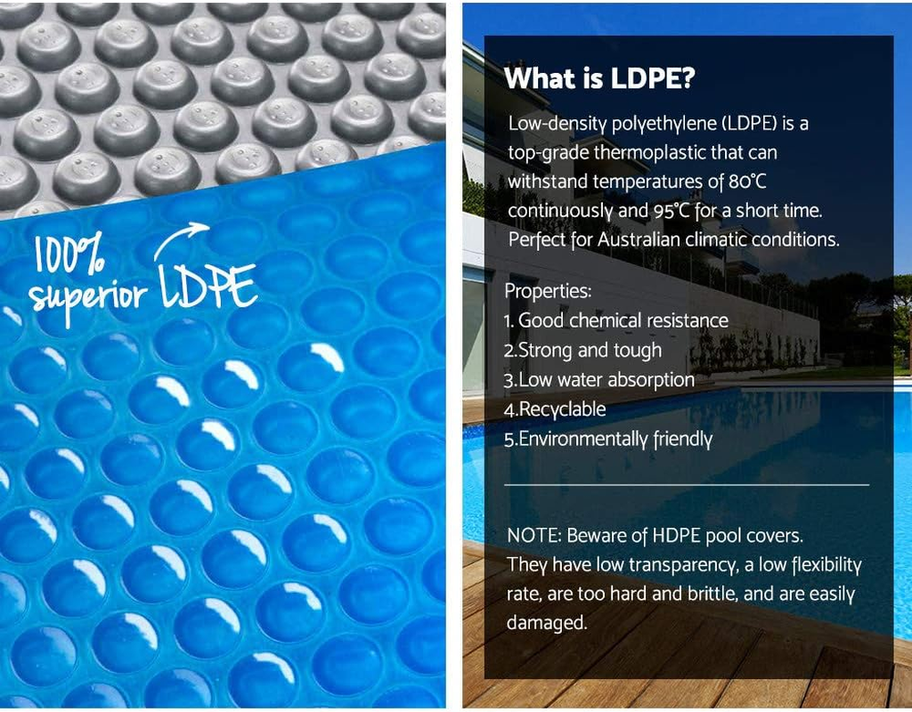 Aquabuddy Pool Cover 500 Micron 6.5X3M Blue Silver Solar above Ground, Swimming Pools Covers, Bubble Blanket Heater Garden Summer Rectangle Outdoor image number 4