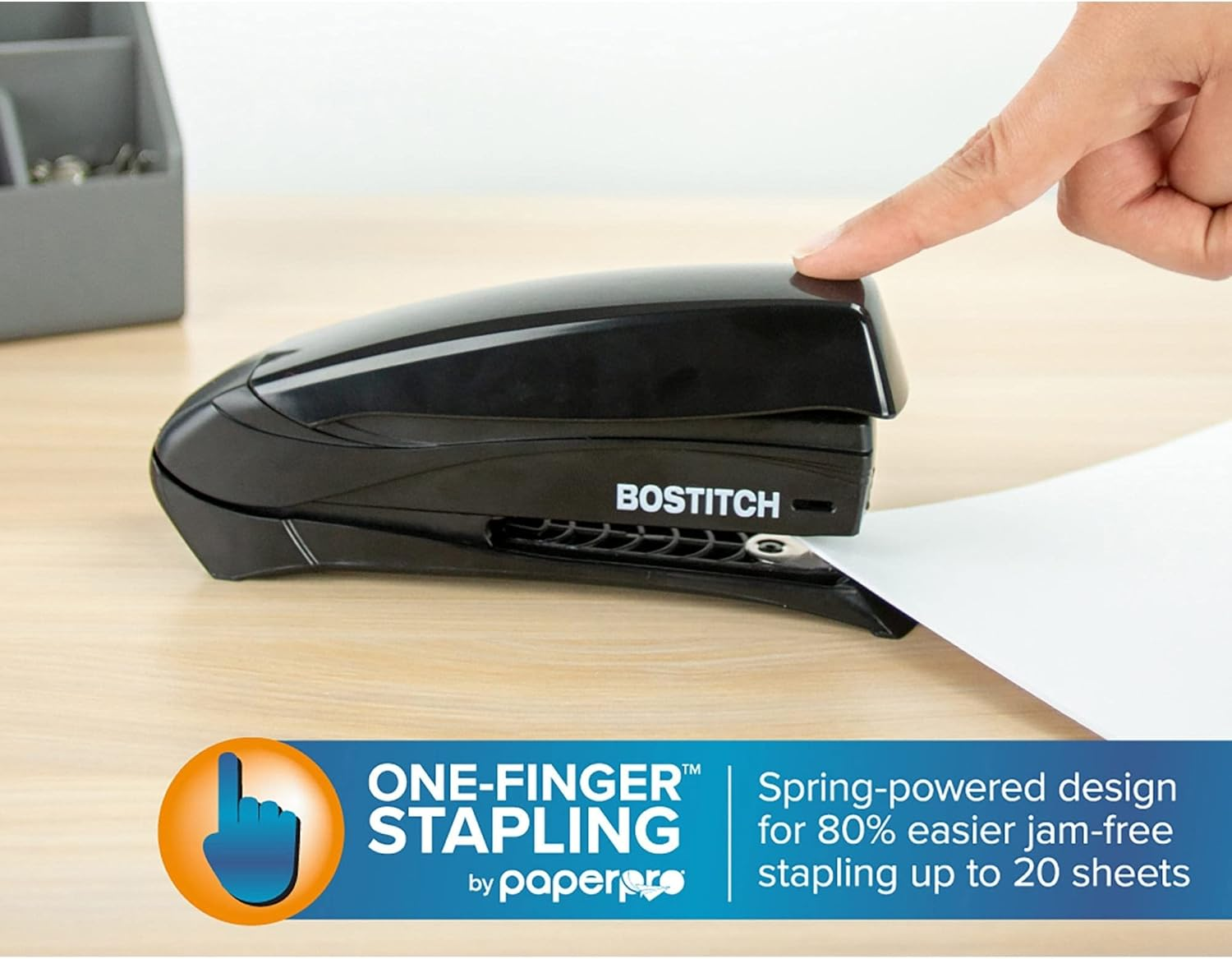 Paperpro Inspire 20 Sheet Stapler - One Finger, No Effort, Spring Powered Stapler - Black (1423) image number 2