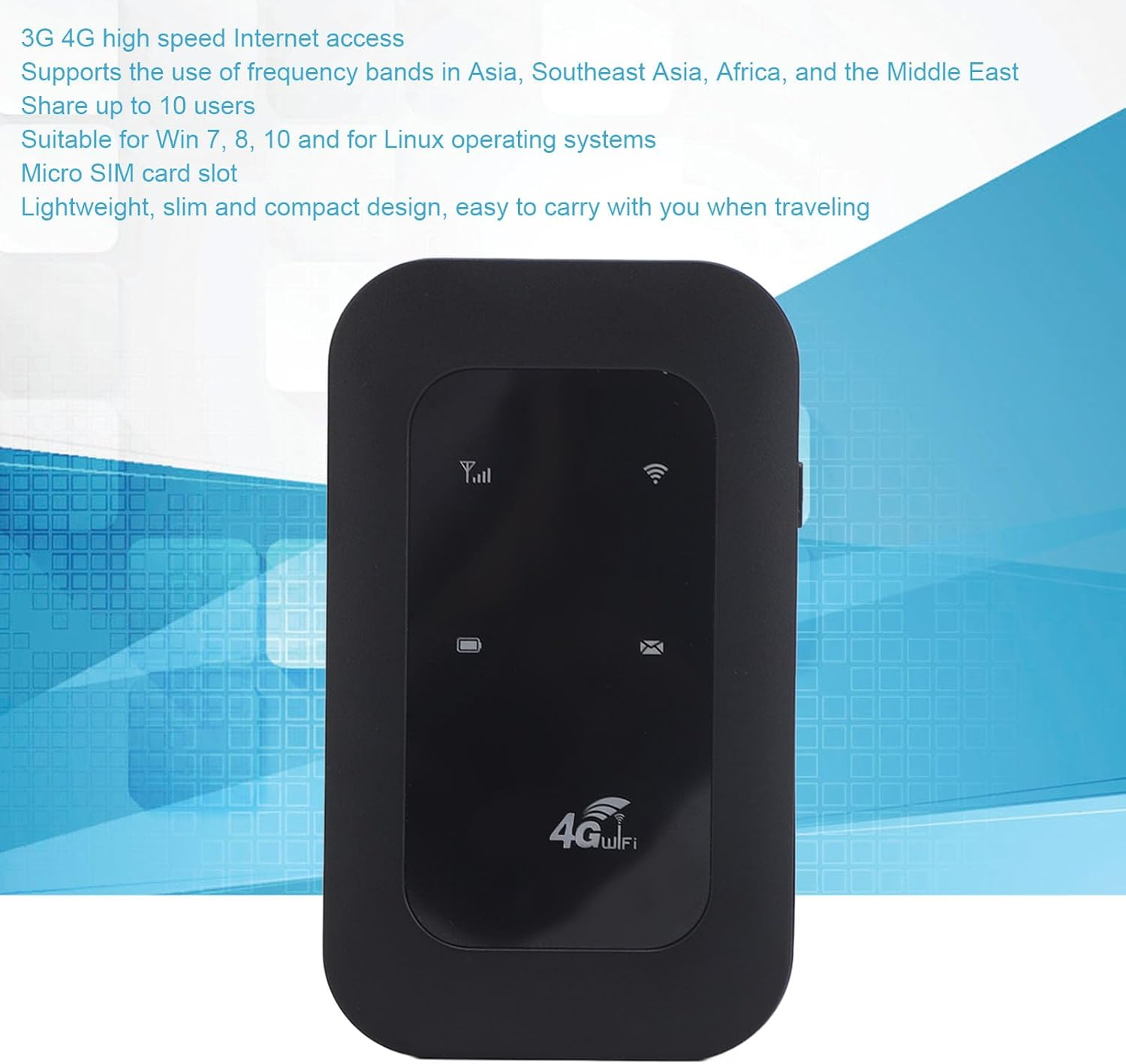 4G LTE Router, 150Mbps Unlocked Portable Wi Fi Router with SIM Card Slot, 2100Mah Pocket Mobile Hotspot, up to 10 Users, for Asia, Africa, Middle East image number 2