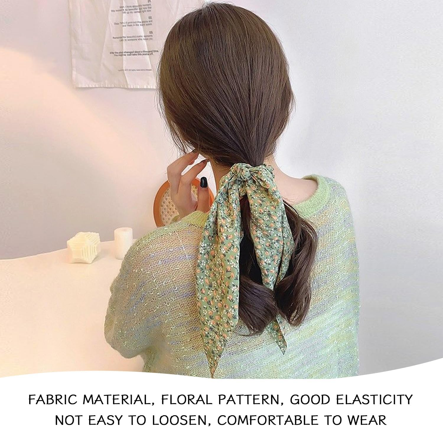 Pack of 5 Bow Streams Hair Ring, Floral Printed Hair Ring, Simple and Eleer Headpiece, Women'S Hair Accessories image number 5