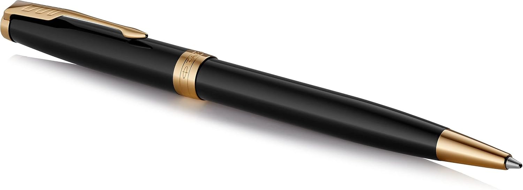 PARKER Sonnet Ballpoint Pen, Black Lacquer with Gold Trim, Medium Point Black Ink (1931497)