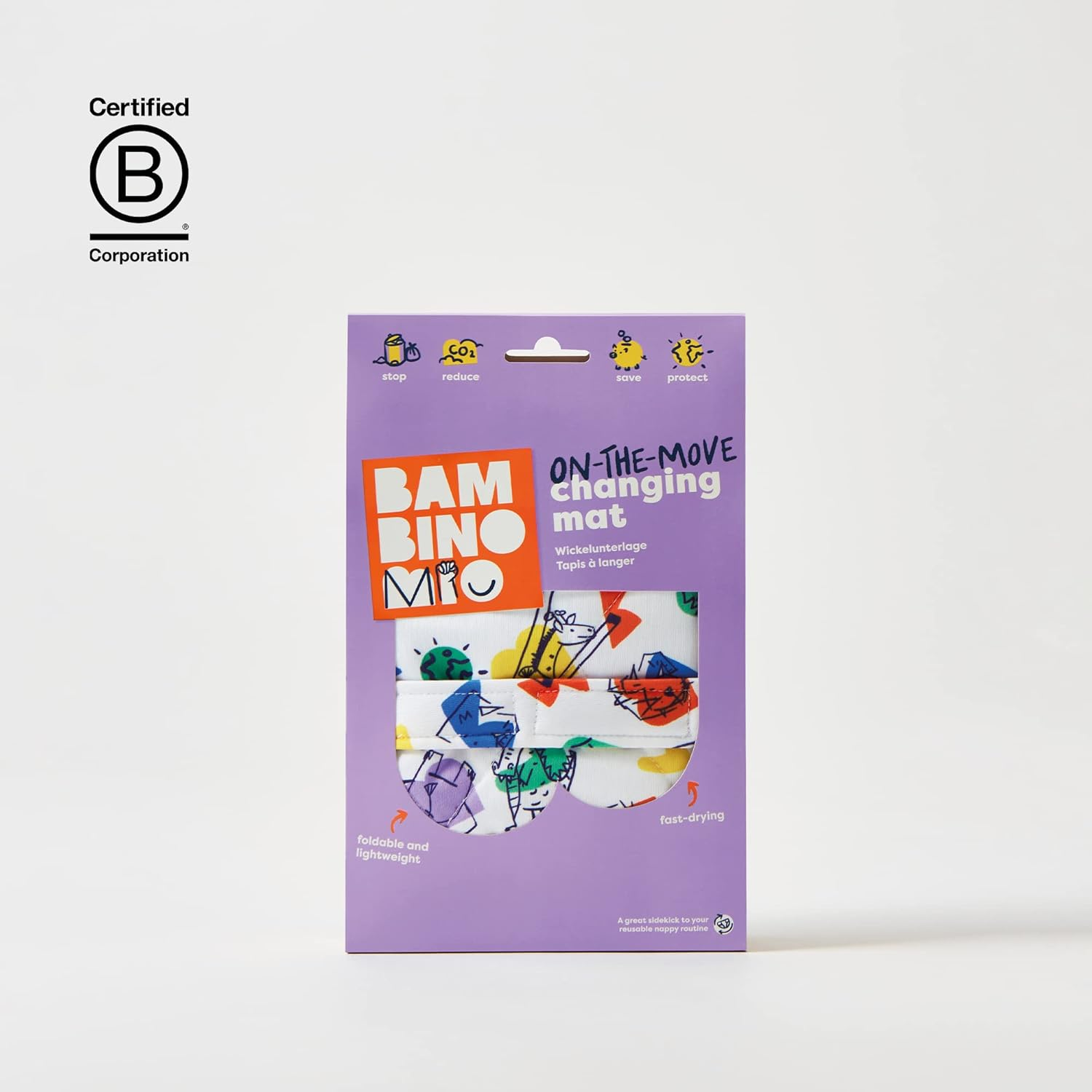 Bambino Mio, on the Move Changing Mat - Lightweight, Foldable and Portable Nappy Changing Mat, Bold