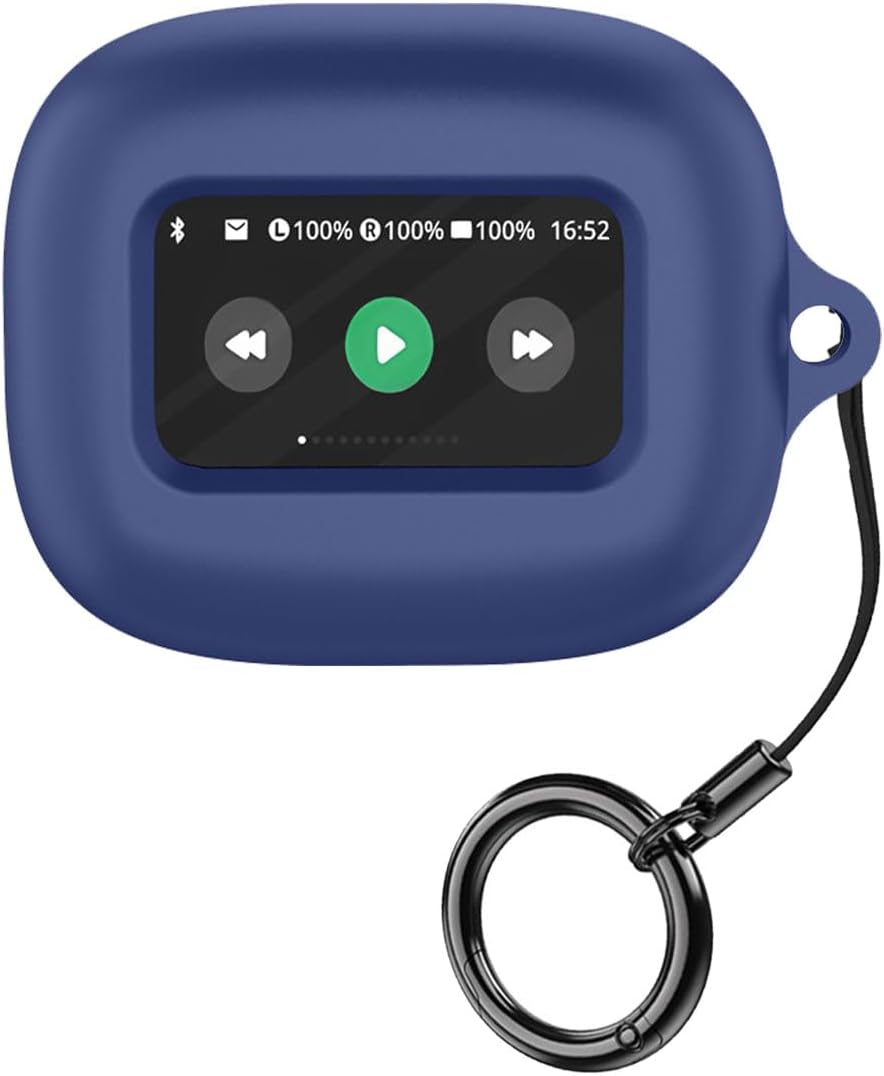 Case Compatible with Jbl Live Beam 3 Wireless Earbuds Silicone Material Shockproof Unique Portable Protective Cover with Carabiner (Black)