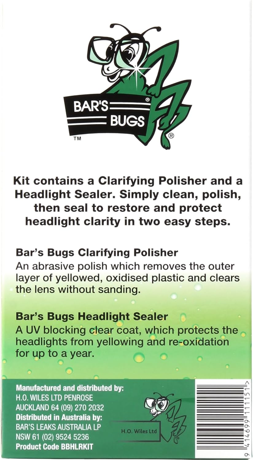 Bar'S Bugs Headlight Restorer Kit &ndash; 2-Step Restoration System with Clarifying Polish & UV Sealer | No Sanding Required image number 2